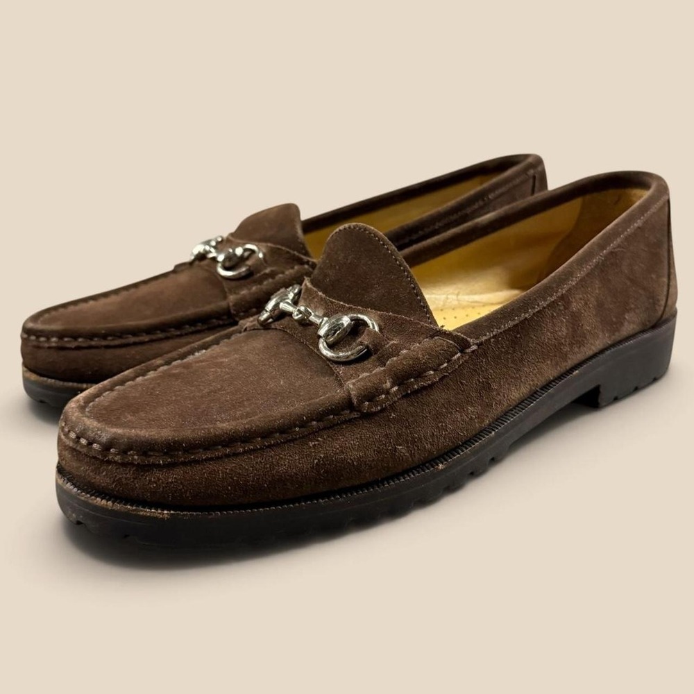 Cole Haan Vintage Made in Italy Brown Suede Horsebit Loafers Mens 9 M